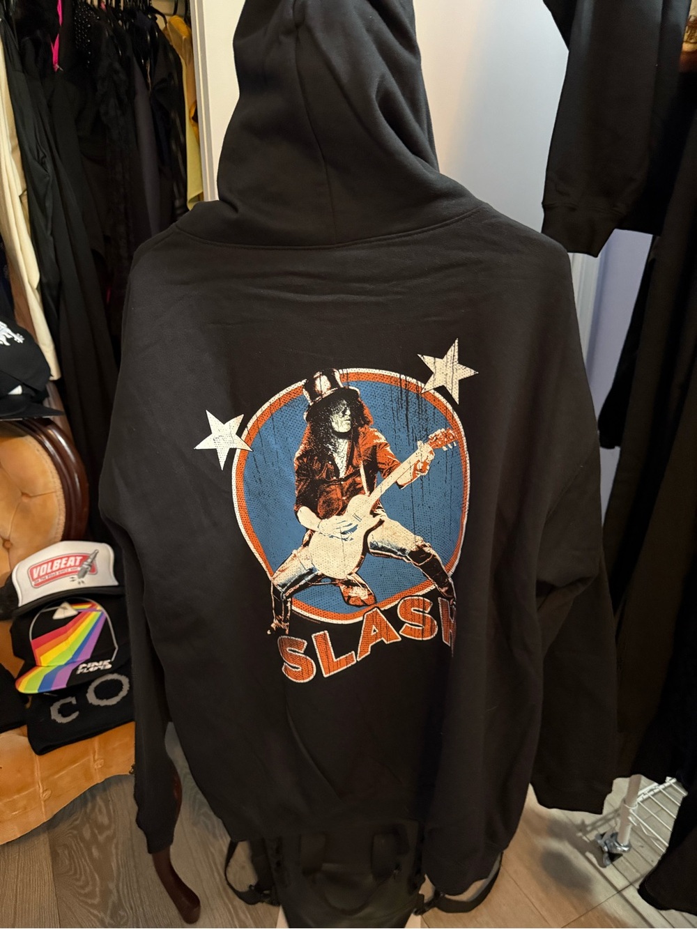 Slash Graphic Hoodie - Black with Blue & Orange Print
